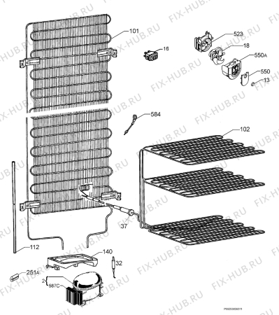 Взрыв-схема холодильника Arthurmartinelux ARA36805X - Схема узла Cooling system 017